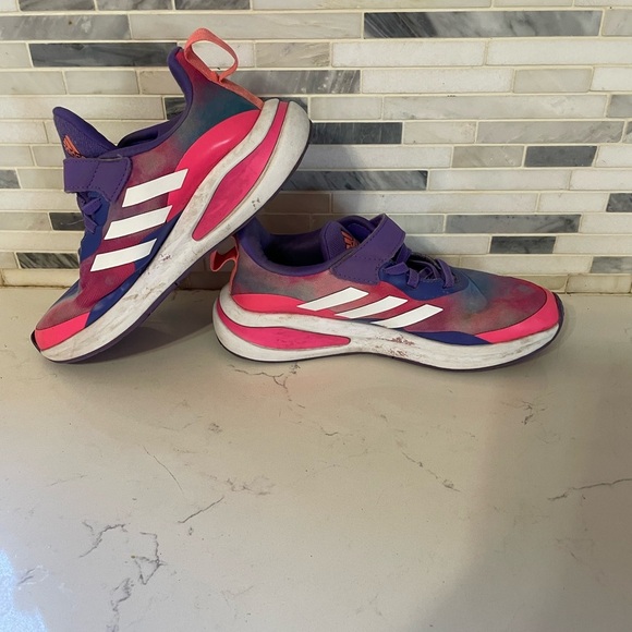 Adidas Fortarun girls 1.5 purple pink tie dye slip on mesh upper sneakers - Picture 7 of 8